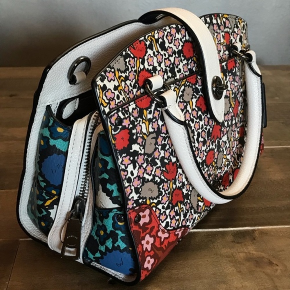 COACH WOMENS MERCER FLORAL CONVERTIBLE SATCHEL - Picture 1 of 8